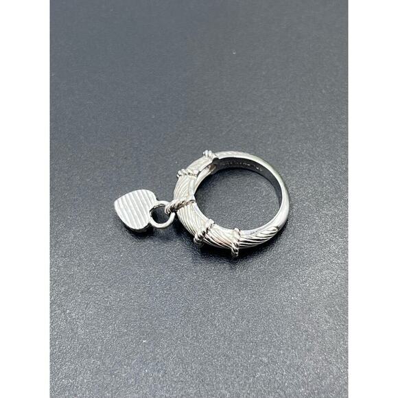 Judith Ripka Dangle Heart Charm CZ Diamonique Sterling‎ Silver Ring Size 7 - Picture 11 of 16